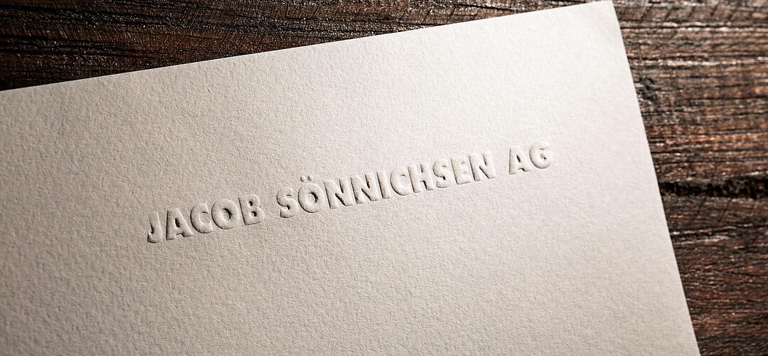 JACOB SÖNNICHSEN AG Briefbogen mit Prägung