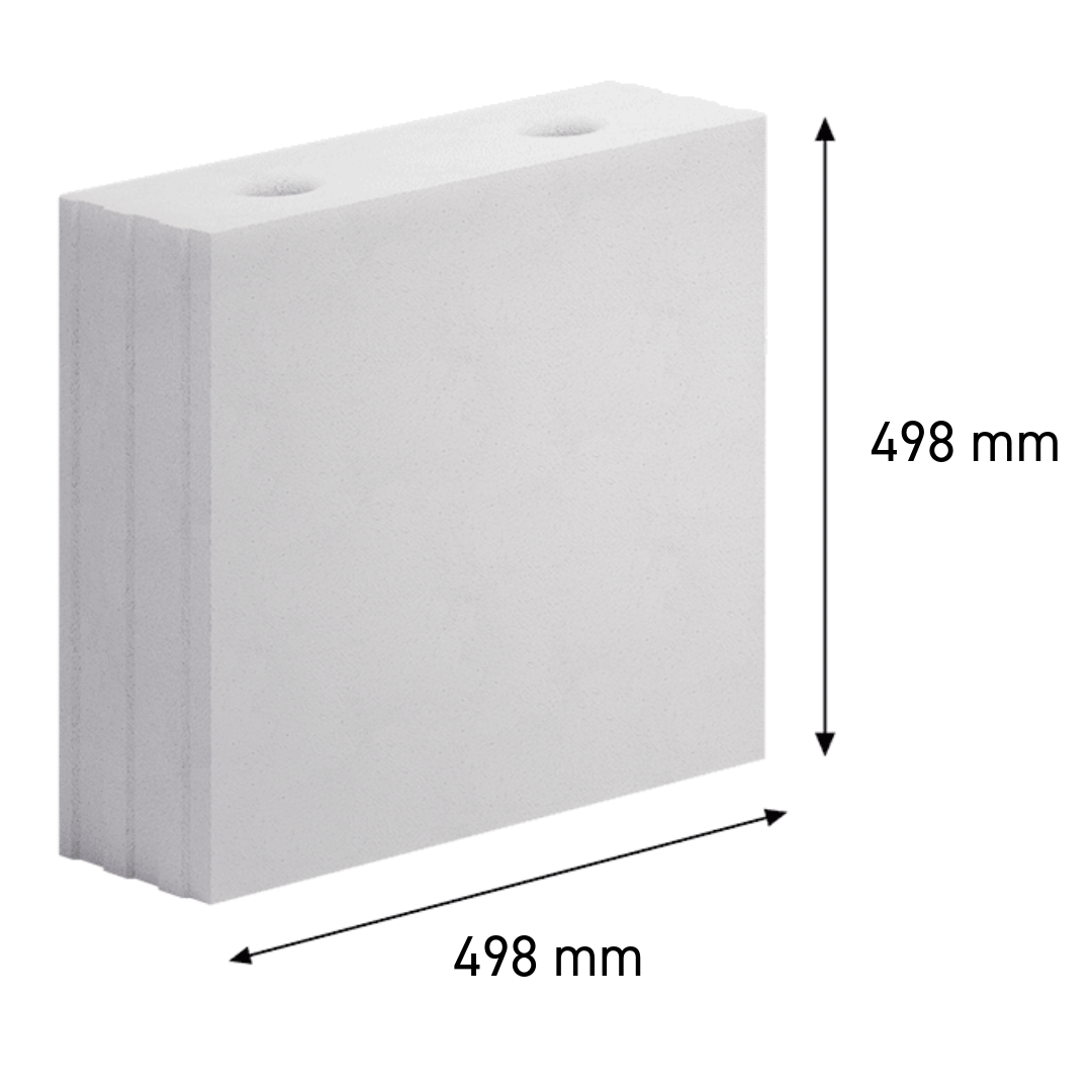 Freisteller eines weißen Silka Protect XL-Basic-Elements mit Abmessungen: 498 x 498 mm.